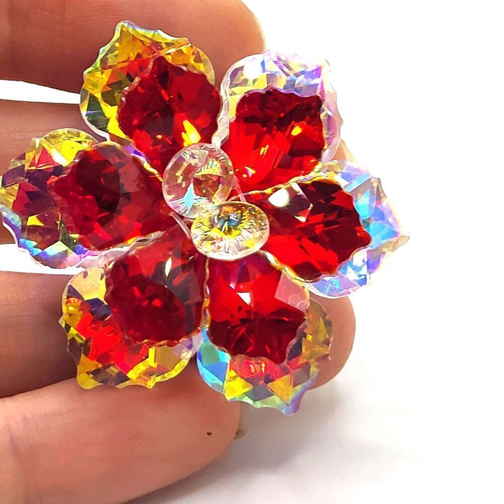 New Without Tags Large AB Crystal Rhinestone Flower 2in